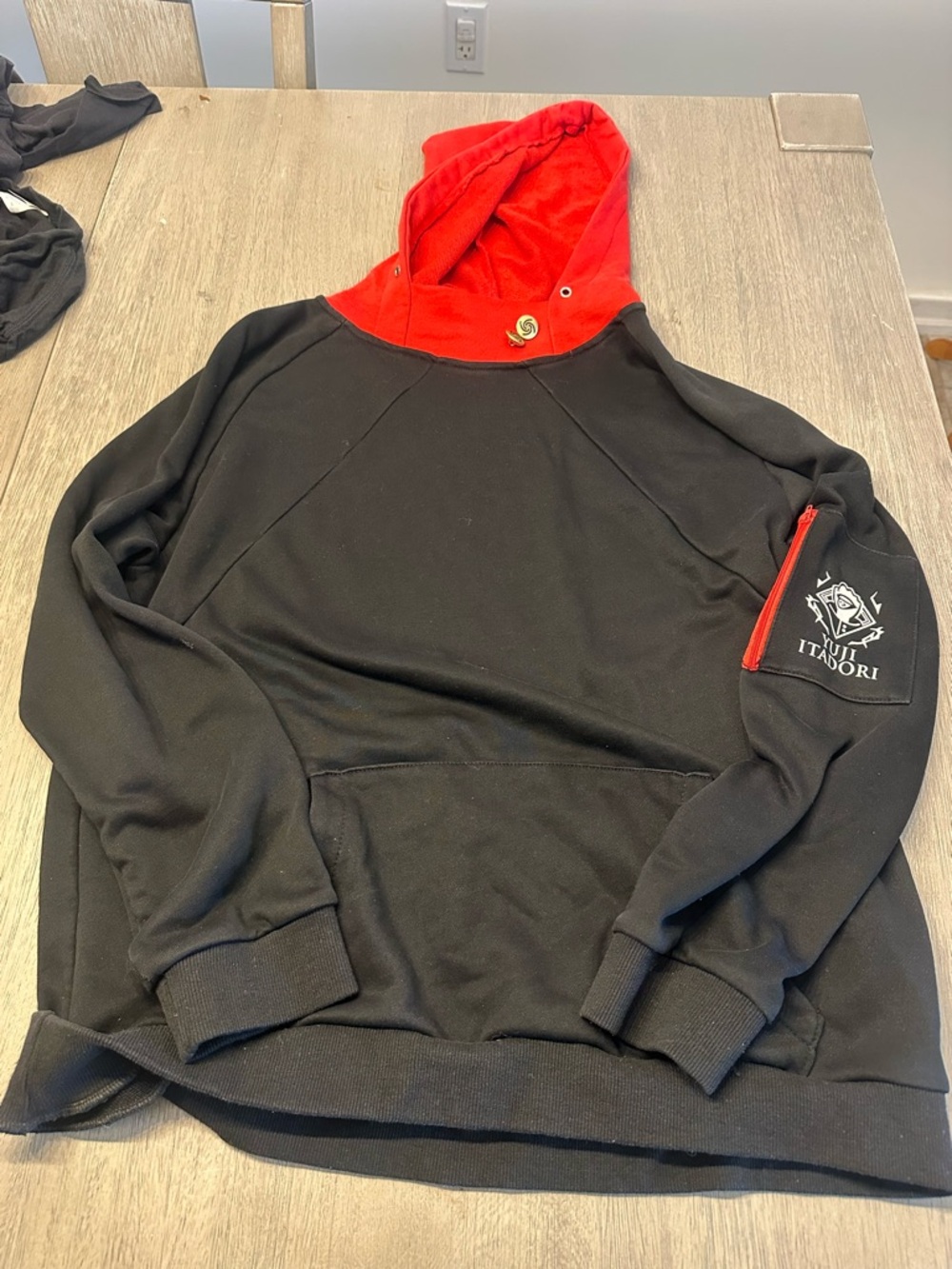 Black & Red Hooded Sweatshirt with Sleeve Logo